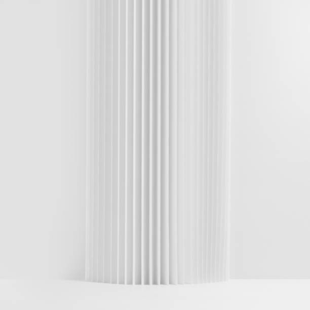 istock Abstract white scene with striped column as geometric decor, mockup, white background, copy space. Template for presentation cosmetic products, design, advertising in contemporary black friday style. 2019638818