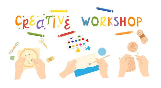 Vector illustration of Creative handmade workshop.