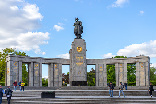 Berlin. Germany. May 7. 2023. Berlin. Monument to the Soviet soldier. Soviet war memorial (Tiergarten). Europe. Architecture Monuments Trips