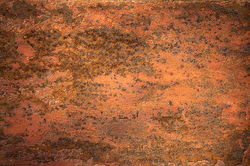 Abstract dirty grunge rusted metal background with rust and oxidized texture. Weathered and cracked surface of iron damaged  wall.