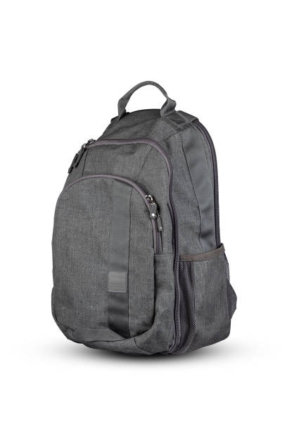 istock Gray fabric backpack. Isolated on a white background.Side view. Accessories. Fashion. Design 2019691230