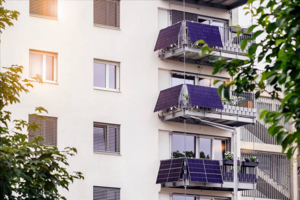 istock Solar Panels System on Balcony of Modern Facade Building. 2019693330