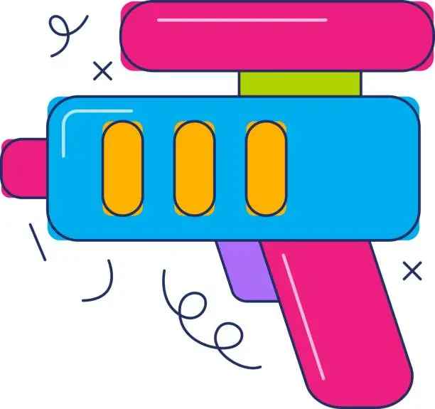 Vector illustration of Toy water gun icon. plastic children's toy water gun icon