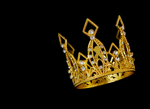 Royal golden crown with British flag. Coronation concept, 3D rendering isolated on white background