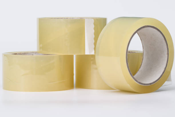 istock Several rolls of transparent adhesive tape on a white background 2019736112