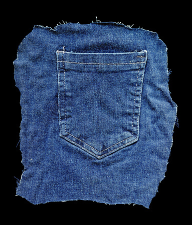 Jeans Pocket isolated on black background.