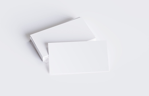Isolated blank business cards on white background
