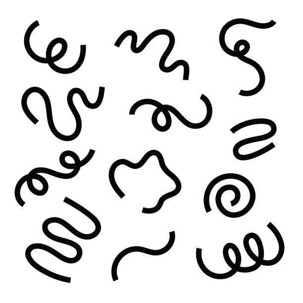 illustrations, cliparts, dessins animés et icônes de illustration de ligne dessinée à la main ondulée noire ondulée - ligne sinueuse