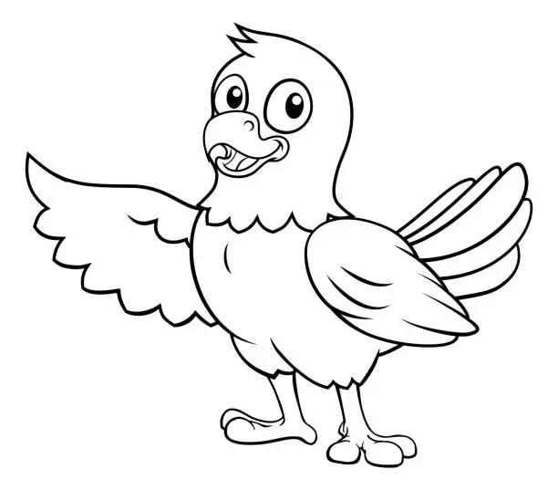 Vector illustration of Bald Eagle Hawk Falcon Cartoon Coloring Mascot