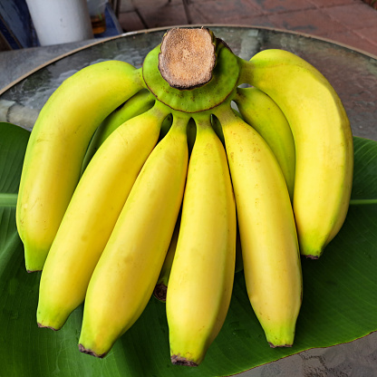 Picture of fruit: bananas placed on the table