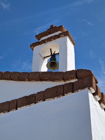 Idyllic, small white church in Las Brenas, Lanzarote, Canary Islands, Spain