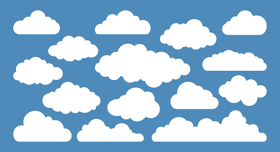 Cloud set icon. Weather symbol clipart. Stencil Vector stock illustration EPS 10