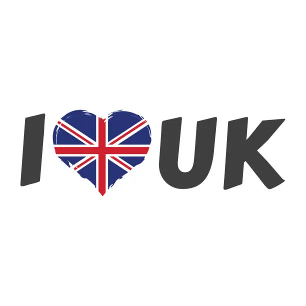 Vector illustration of I love UK with flag heart vector