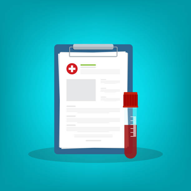 ilustrações de stock, clip art, desenhos animados e ícones de blood analysis. blood test. medical research report with medical sample in a glass tube. - blood sample blood tubing test tube