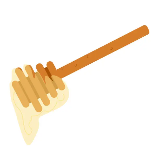 Vector illustration of Honey dripping from honey dipper stick.
