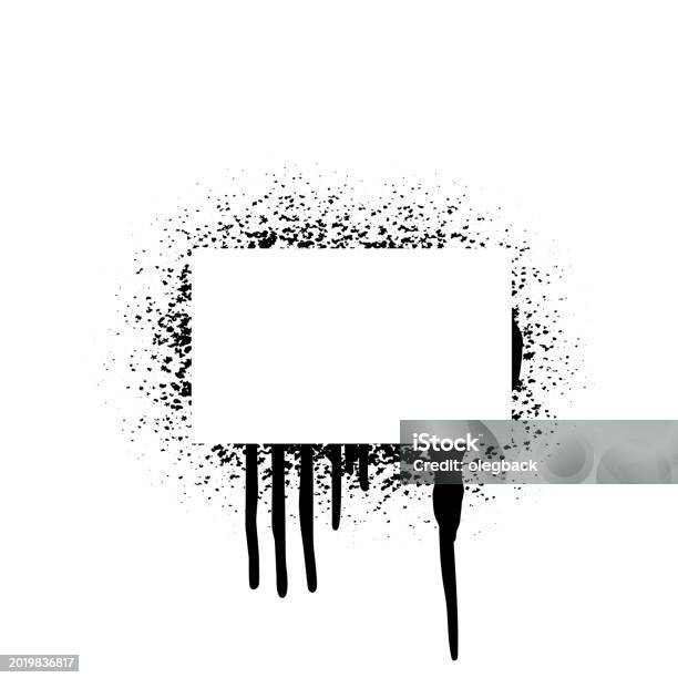 Rectangular Spray Pattern Spray Paint Frame With Splatters And Drips Grunge Rectangular Stencil ...