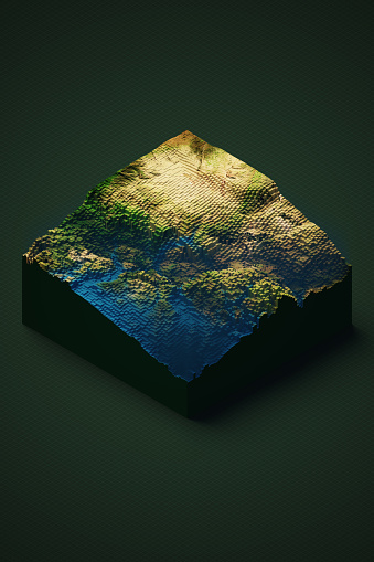 slice of isometric geography map
