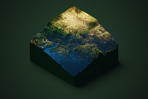 slice of isometric geography map