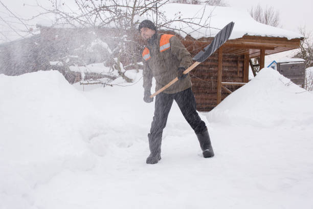 istock a man removes fallen snow 2019903466