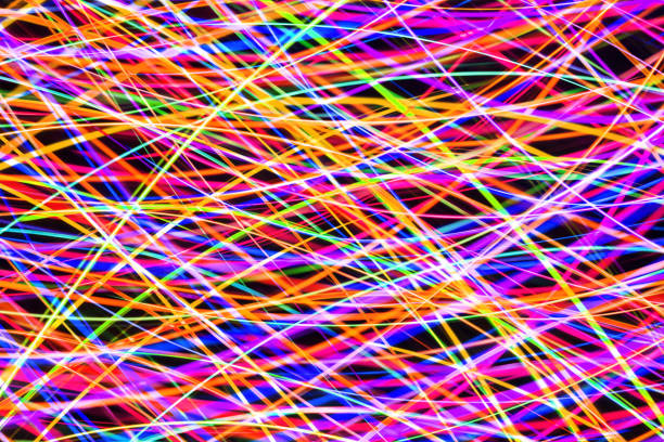 Chaos glowing effect. Party night background. Dancing lights motion