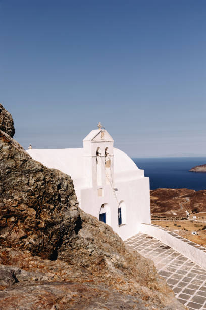 Cycladic church on a mountain in Serifos, Cyclades, Greece