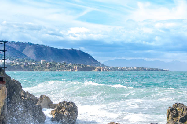 coastline and seascape at Cefalu, Palermo, Sicily, Italy