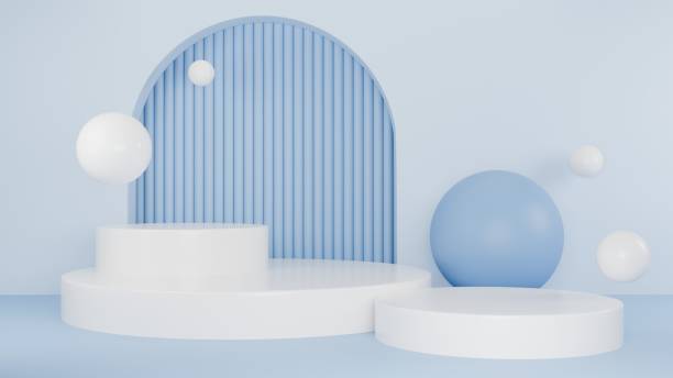 istock 3D Rendering pastel blue background with abstract water wave podium 2019953197