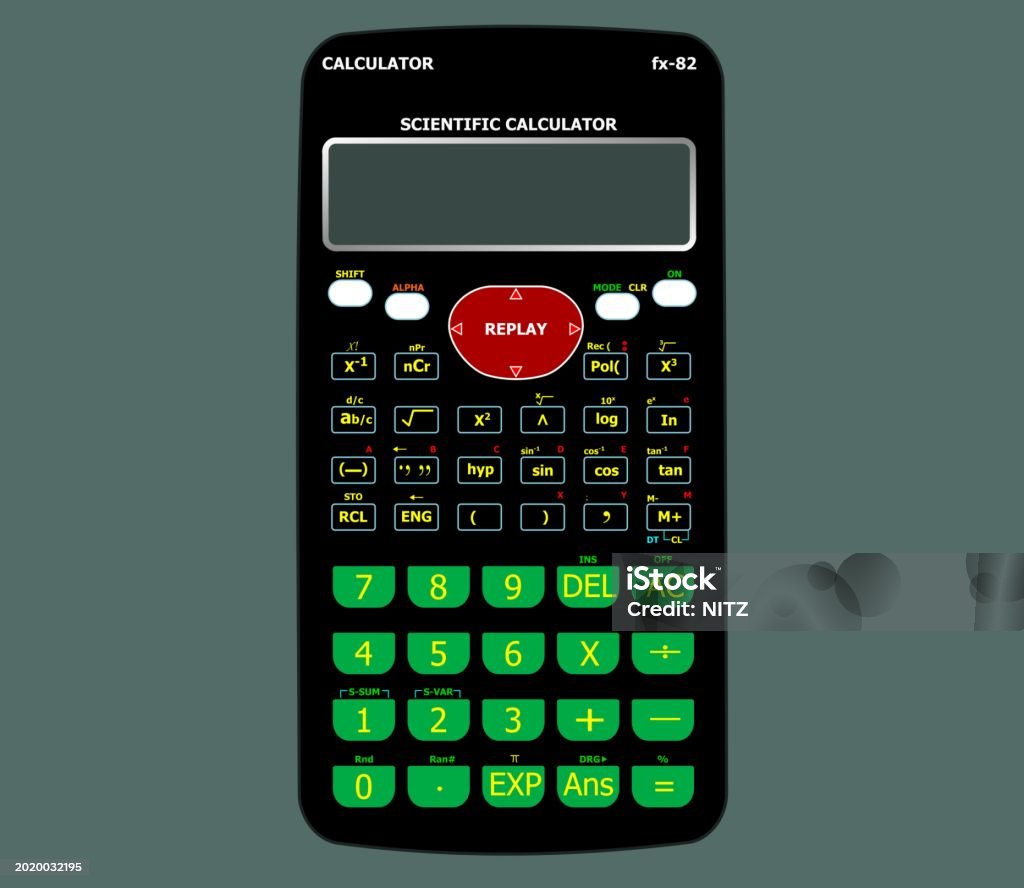 Science Calc A Scientific Calculator With Colorful Buttons With Different Function ...