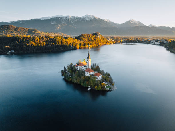 istock Bled lake and island during an autumnal morning. 2020058421