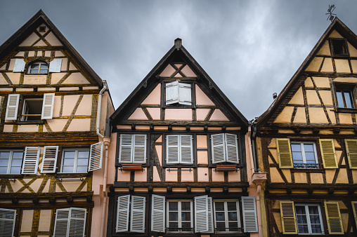 Old half-timbered row hauses in the city of Colmar, France