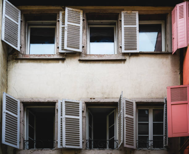 istock Windows with shutters of an old abandoned house 2020078581
