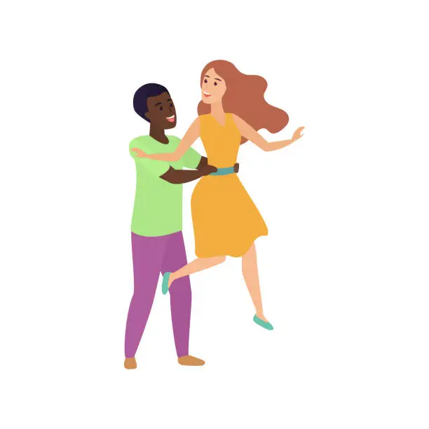 Vector illustration of Cheerful stylized dancing couple