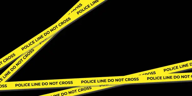 Vector illustration of Abstract background with police yellow stop line on black background