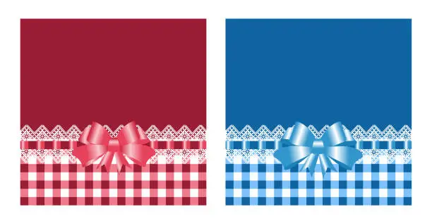 Vector illustration of Checkered backgrounds with bow and lace