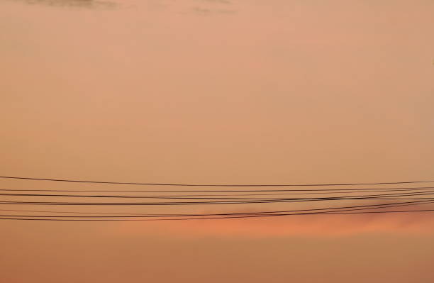 istock electric wire in orange twilight sky background 2020098518