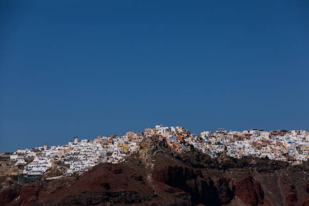 View of the villages on top of Santorini's cliffs