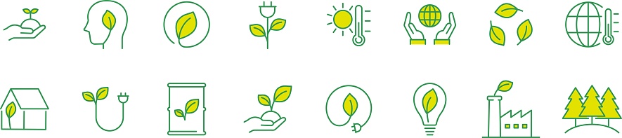 Line Drawing Icon Set on Environment and Clean Energy