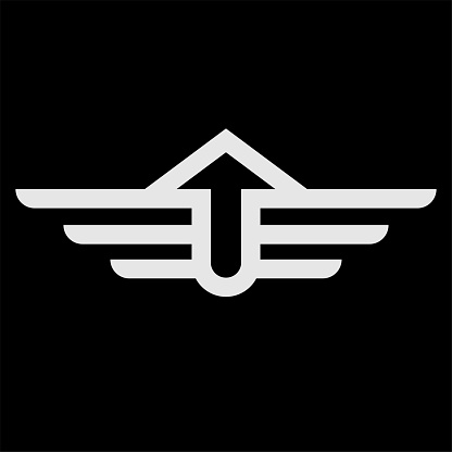 Up Arrow Arrowhead Monogram with Wings Illustration Design Vector