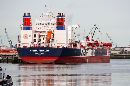Stenau penquin bulk ship in the Botlek harbor of the Port of Rotterdam netherlands