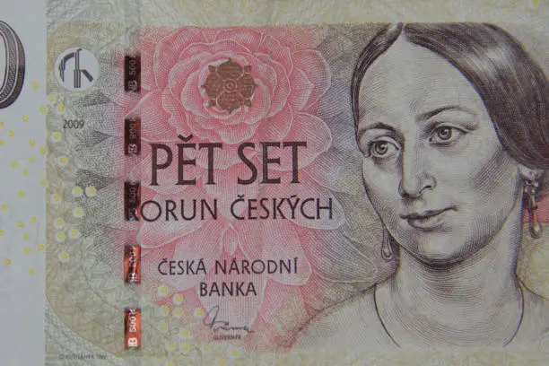 Photo of Macro shot of 500 Czech koruna banknote