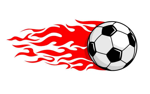 Vector illustration of football burning soccer ball icon