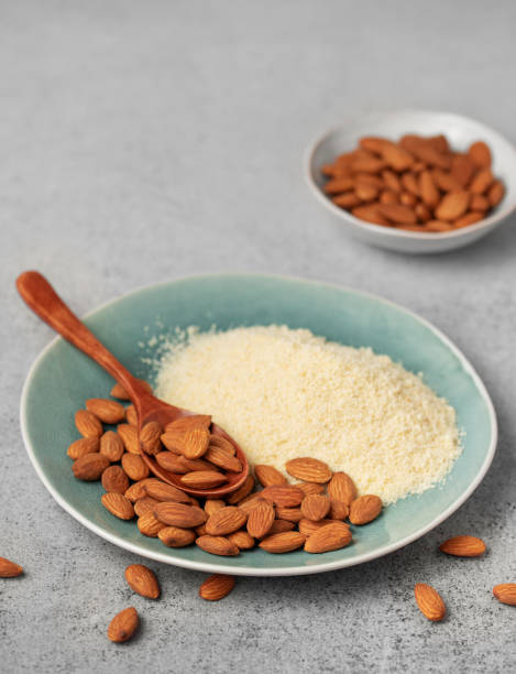 istock Fresh almond flour in a  bowl and almonds 2020172957