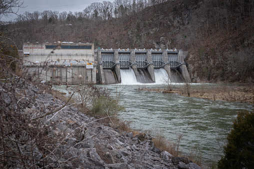 Fort Patrick Henry Dam, located in Sullivan County in Kingsport, Tennessee on the South Fork Holston River.
