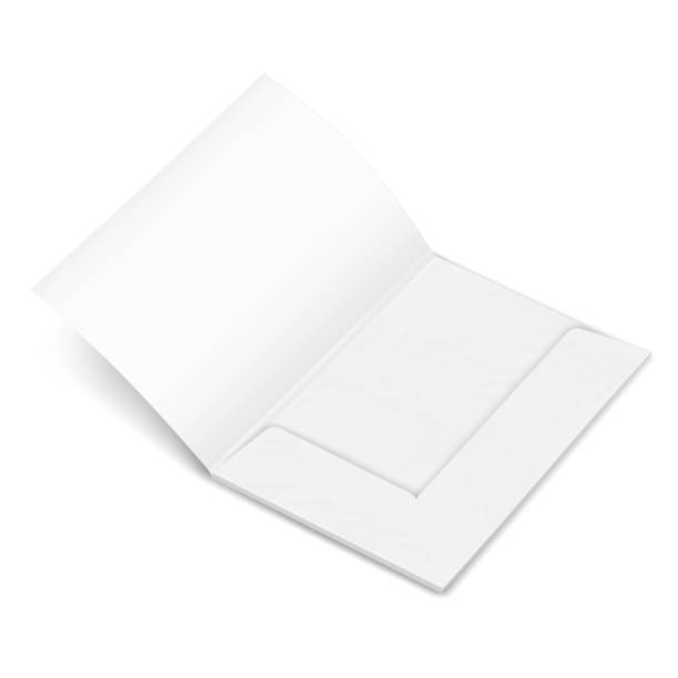 白い白紙のファイルフォルダを開きます。リアルなベクトルモックアップ。レポート、プロジェクト、プレゼンテーション用のドキュメントホルダー。実物大模型 - file open paper document点のイラスト素材／クリップアート素材／マンガ素材／アイコン素材