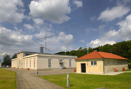 Buildings in Grimeton radio station for the longwave transatlantic wireless telegraphy, built 1925 in Sweden. Unesco world heritage. One of the worlds first trans atlantic radiostations.