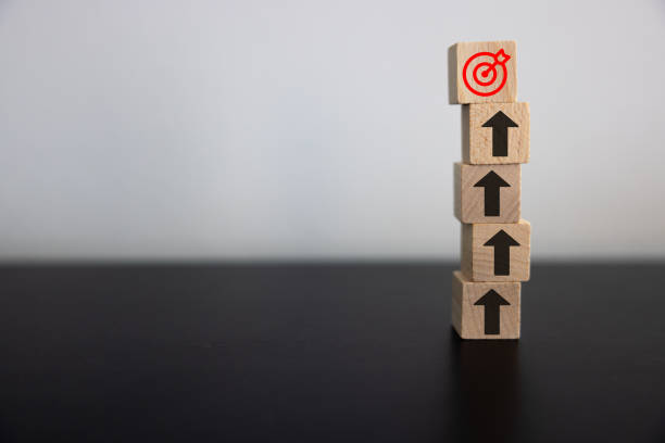 istock Concept of business strategy and action plan. Wood cube block stacking with icon. 2020364528