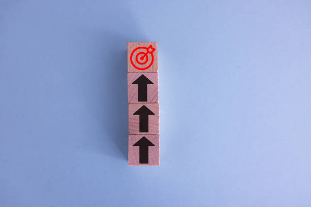 istock Concept of business strategy and action plan. Wood cube block stacking with icon. 2020364530