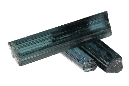 indigolites (blue tourmaline) from Afghanistan isolated on white background