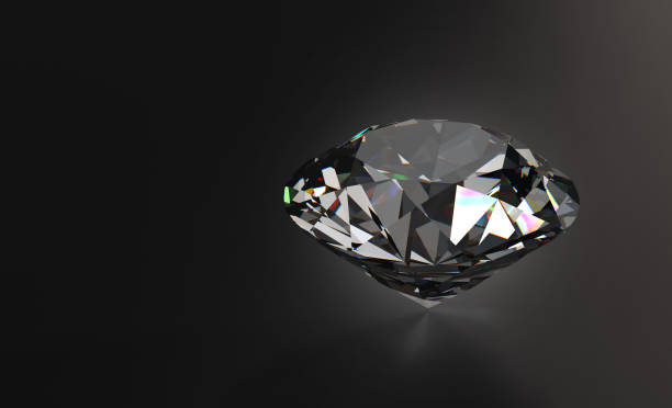 istock Beautiful Shiny Diamond on Black Background - 3D Illustration Render 2020385870