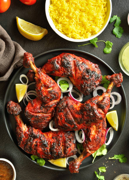 istock Indian style tandoori chicken, top view 2020387423